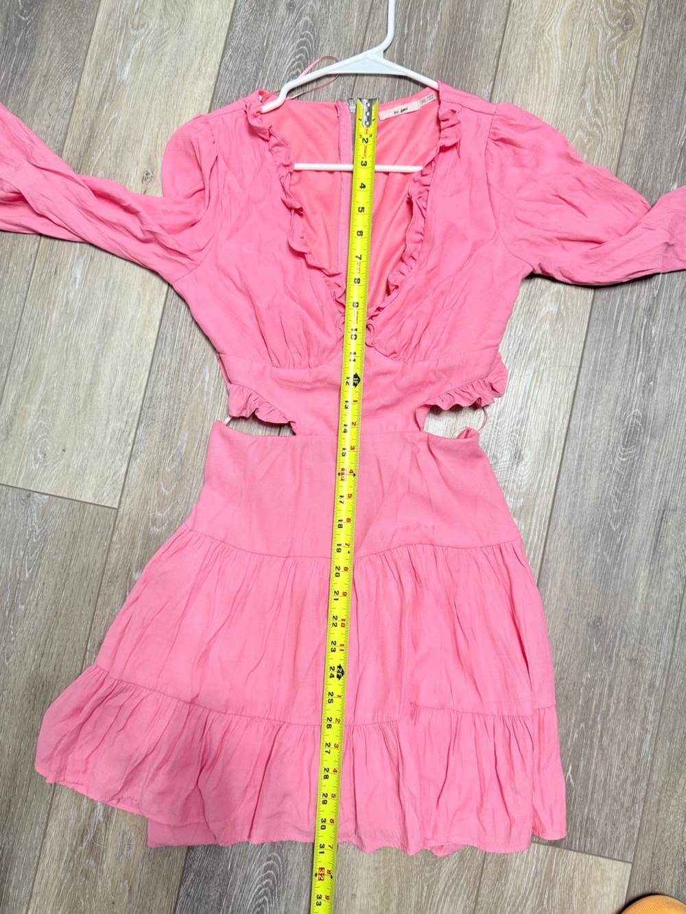 NWOT  Pink Ruffle Cutout Mini Dress - Picture 6 of 9